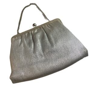 Vintage Ande Proper Silver Sparkle Clutch With Chain Handle